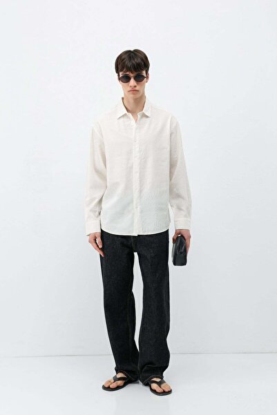 VAMOSCLO Oversize Shirt with Stitching Detail Ecru