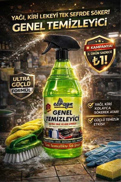 Ebrayn Ultra Güçlü Genel Temizleyici 1L – Yağ ve Kir Sökücü Çok Amaçlı Sprey
