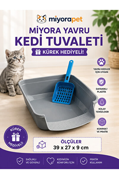miyora Miyorapet Yavru Kedi Açık Kedi Tuvaleti 39x27x9 cm - Kürek Hediyeli