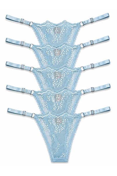 mendoza store Chiloți tanga ajustabili cu imprimeu floral Baby Blue, mărimi S...