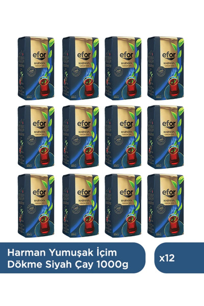 EFOR ÇAY Efor Harman Siyah Dökme Çay 1.000 Gr X 12 Adet