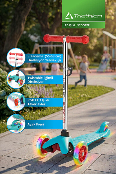 Triathlon T138 Scooter / 3 Kademeli Ayarlanabilir Yükseklik  (48cm-68cm) / 7 ...