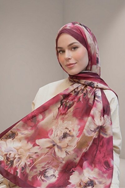 YILDIZ SCARFS Dream Pattern Cotton Chiffon Shawl - Burgundy