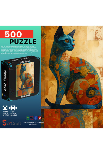 Soi Craft 500 Parça Puzzle Desenler ve Kedi #281