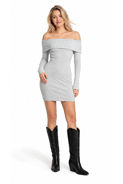 Kallisto Μίνι φόρεμα με γιακά με γκρι μελανζέ Madonna Slim Fit Camisole