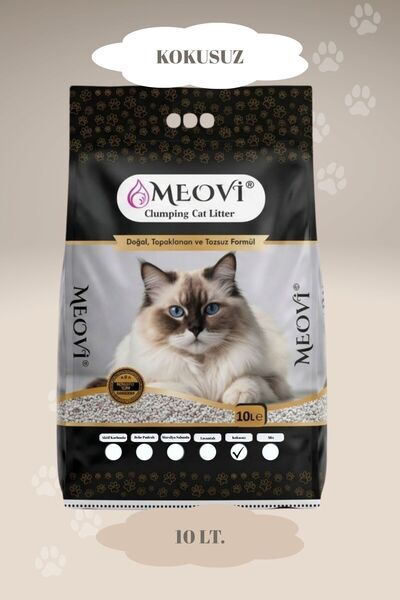 meovi Kokusuz İnce Taneli Ultra Topaklaşan Tozsuz Kedi Kumu 10 Lt.