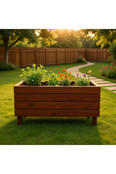 Orman Evim Ahşap Saksı Dekoratif Dış Mekan Çiçeklik Hazır Kurulu 30x100x50