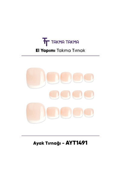 Takma Takma 10'lu Ten Rengi Ayak Tırnağ AYT1491 Tekrar Kullanılabilir El Yapı...