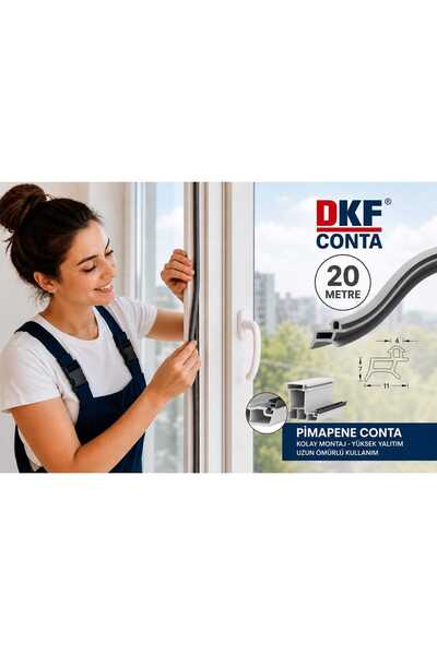 DKF CONTA PVC kapı pencere gri conta 20 metre pimapen fitili tamirat contası