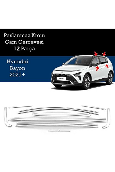 beyaztuning Hyundai Bayon Cam Çıtası Komple Set Çerçevesi Kromu Nikelajı 2021...