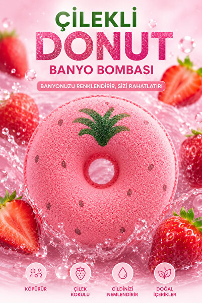 bath box Bathbox Donut Çilek Kokulu Köpüren Banyo Topu Küvet Köpüğü