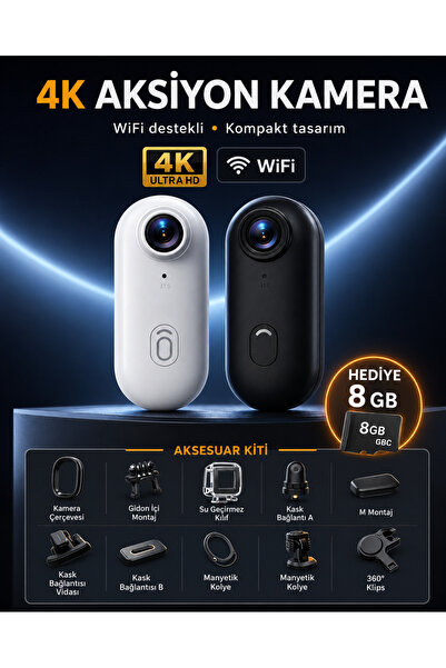 TEKNOKUTUM Mini 4K Wıfı Aksiyon Kamerası Vücut Kamerası Giyilebilir Video Kay...