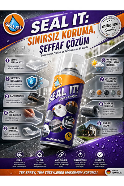Mibenco Sıvı Kauçuk İzolasyon ve Yalıtım Spreyi – SEAL IT 400ml