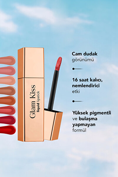 Flormar Glam Kiss Yüksek Pigmentli & Nemlendirici Cam Dudak Görünümlü Parlak Bitişli Ruj - 001 NAKED GLOW