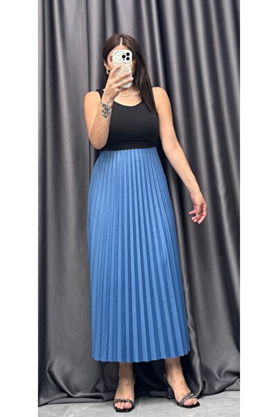 NİSUM MODA نظرة جلدية تنورة مطوي