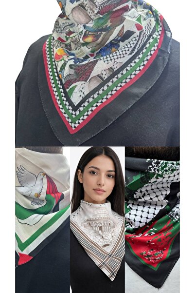 ALDAIYR 4 قطع من الأوشحة ذات الطابع الفلسطيني مقاس 50×50، مناسبة للجنسين للاس...