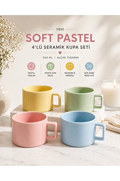 nescan 4'lü Pastel Kupa Seti 200 ML | Kahve Fincanı | Modern Minimal Tasarım ...