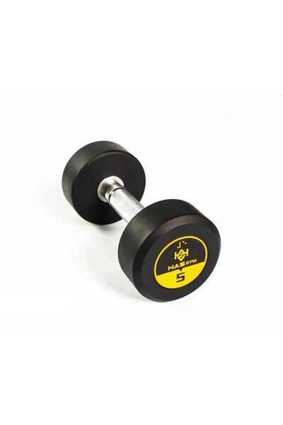 Genel Markalar HASGYM 5 KG Kauçuk Kaplı Profesyonel Olimpik DUMBBELL ( Dambıl )