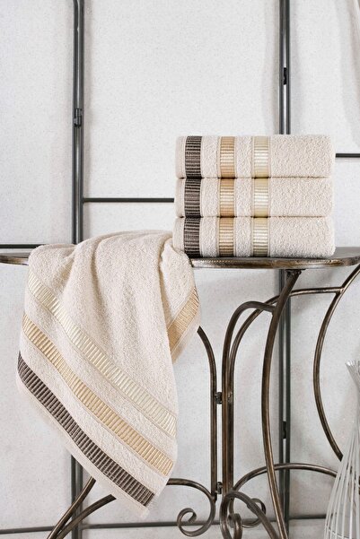 BİNNUR HOME Natural 50x90 cm 3-Piece Antibacterial Hand and Face Towel