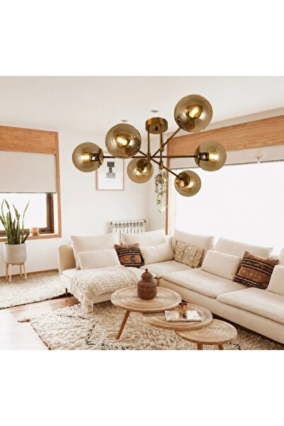 Vera Lighting Çapraz 6'lı Eskitme Bal Camlı Avize