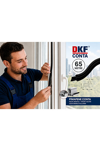 DKF CONTA Garnitură neagră pentru uși și ferestre din PVC 65 de metri garnitu...