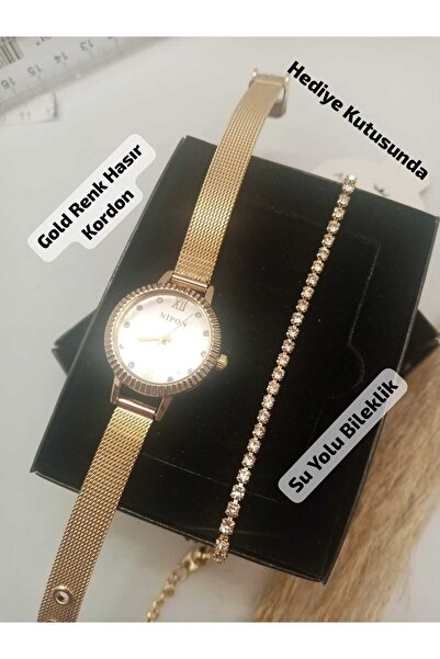 Brality , SU YOLU BİLEKLİK, Yeni Moda Tasarım - Gold Renk Çelik Kasa ve Gold ...