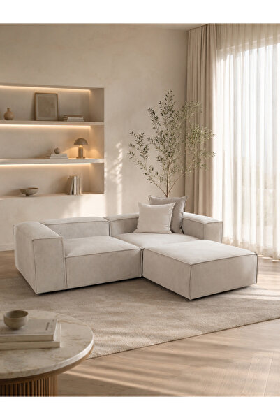 ERİZA Relax Soft 3 Modül (BEJ) Babyface 02 (2 köşe, 1 puf)