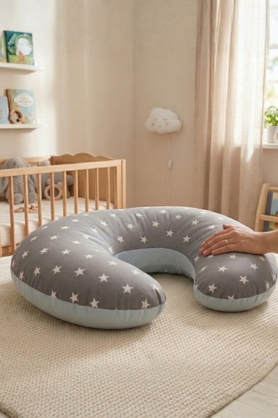 Kista Baby Büyük Yıldızlı Mavi Bebek Emzirme Ve Destek Yastığı
