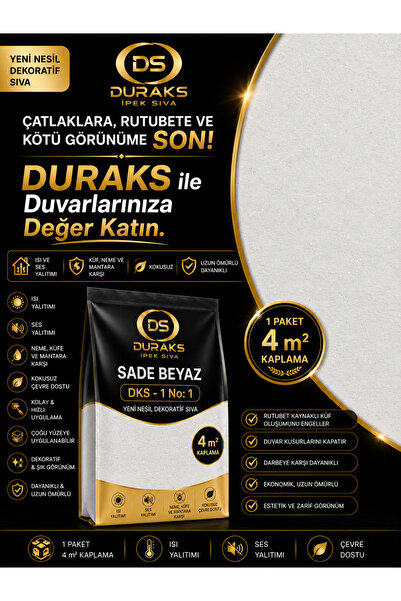 DURAKS SADE BEYAZ (DKS - 1 No: 1) | 4 M² - Ipek Sıva & Canlı Sıva & Pamuk Sıv...