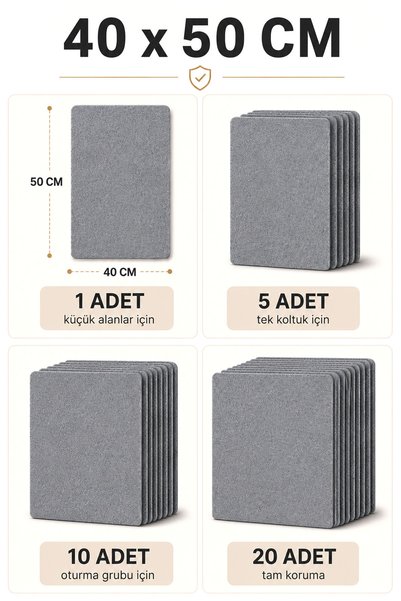 Arnee Keçe Kedi Koltuk Tırmalama Koruyucu 50x40 cm Gri Mobilya Koruyucu Tırmalama Önleyici Koruma Halısı