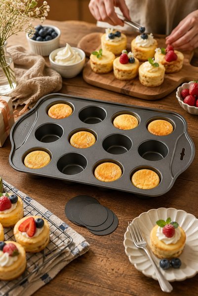 mastergold 12 Cups Non-Stick Mini Cheesecake Pan with Removable Bottom | Cake pan, Tart pan, Quiche pan