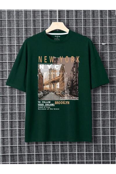 Adrift Harajuku stil unisex Oversize kroj grafička slika zgrade i slogana T-s...