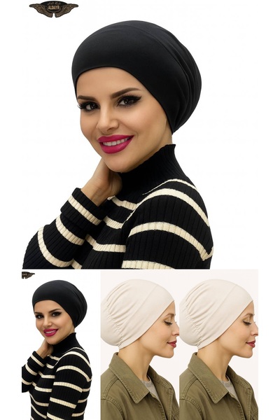 ALDAIYR 4 Pcs Hijab Elastic Non-Slip Seamless Snap-On Sea Hat Practical Hat