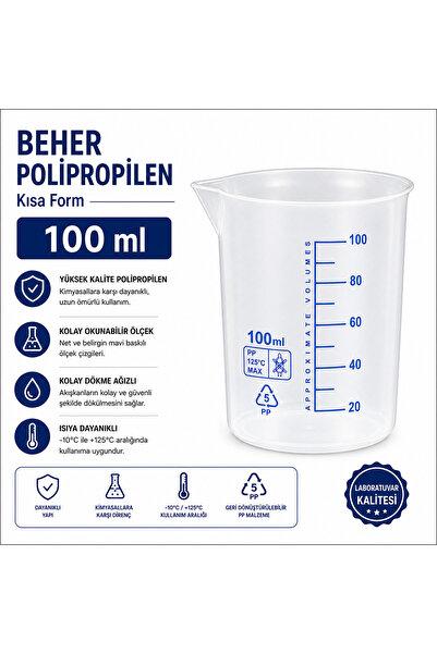 Labolist Beher Polipropilen - Kısa Form 100 ml