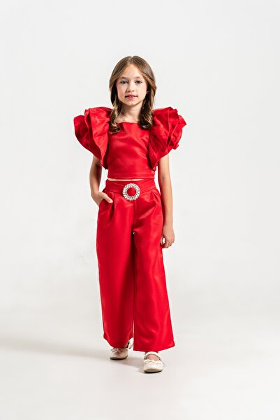 SCSTİL Ruffle Sleeve Blouse Pants Set