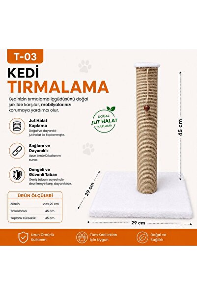 Dumanpet 47 cm Beyaz Kedi Tırmalama Tahtası