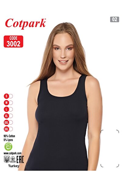 Cotpark Tricou de bază din bumbac Lycra pentru femei 3002 - Negru