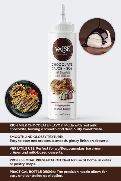 Valse Real Milk Chocolate Sauce (Gluten-Free) 330 Gr Waffles & Pancakes & Fruits & Cakes & Desserts & Ice Cream