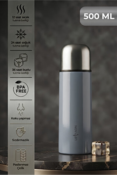 Le Paon 500 ml Thermos Water Bottle Stainless Steel Leakproof Keeps Hot for 1...