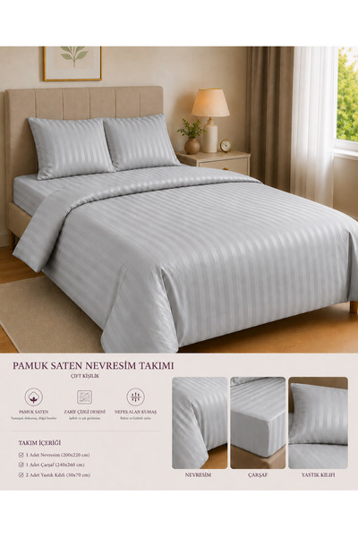 Vintero Home Cotton Satin Double Duvet Cover Set 200X220Cm