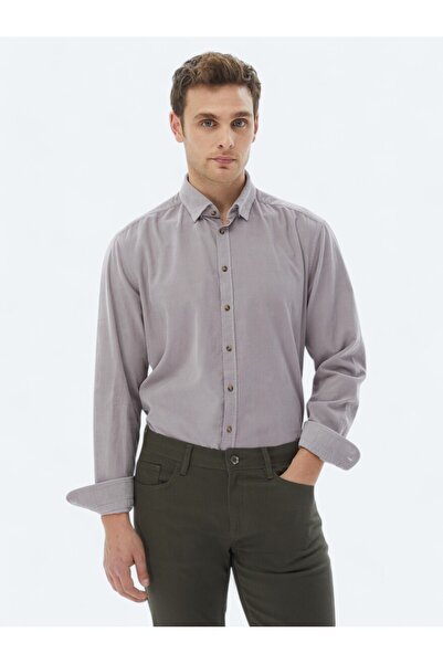 Kip Lilac Corduroy Regular Fit Woven Velvet Casual 100% Cotton Shirt
