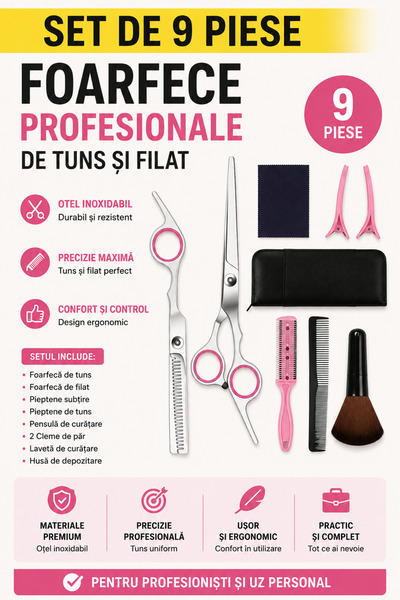 Regal Bliss Foarfece profesionale de tuns si filat ®, pentru frizerie, 17.7 c...