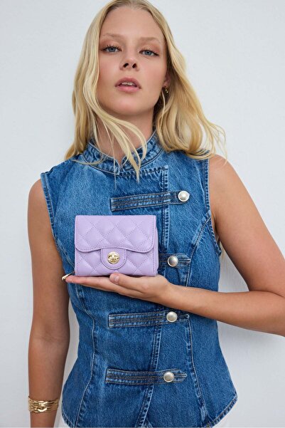 Shule Bags Coco Embroidery Detailed Zippered Women's Wallet Lilac