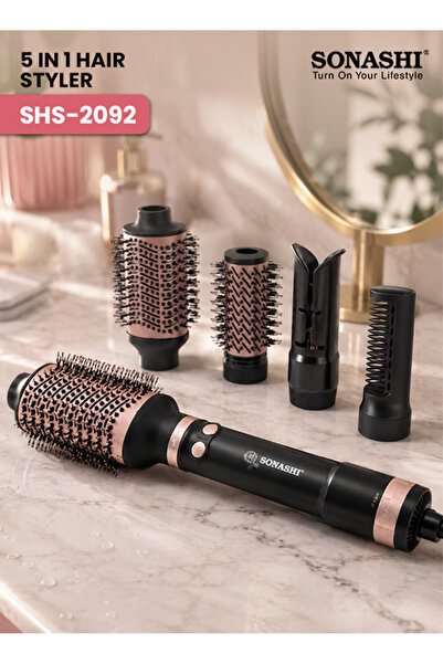 sonashi جهاز تصفيف الشعر بالهواء الساخن 5 في 1 SHS-2092 | مكواة فرد، ومكواة ت...