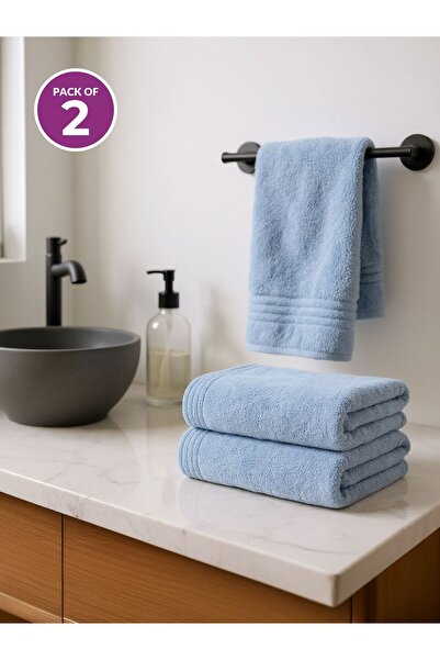 Donetella Pack of 2 Hand Towels 50x90 cm – 330 GSM Microfiber, Soft, Absorben...
