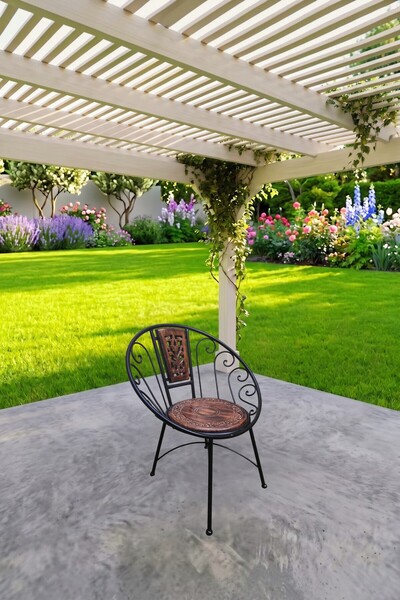 DNC Art&Deco Rustik El Oyması Armut Figürlü Ahşap Sandalye ve Dekoratif Tabur...