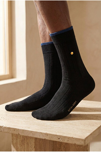 BONY SOCKS Muške čarape sa šiljcima Karirano crno-tamnoplave