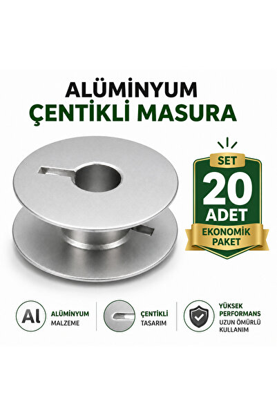 ALBERTOS Sanayi Tipi Düz Dikiş Makinesi Alüminyum Çentikli Masura Bobin 20 Adet