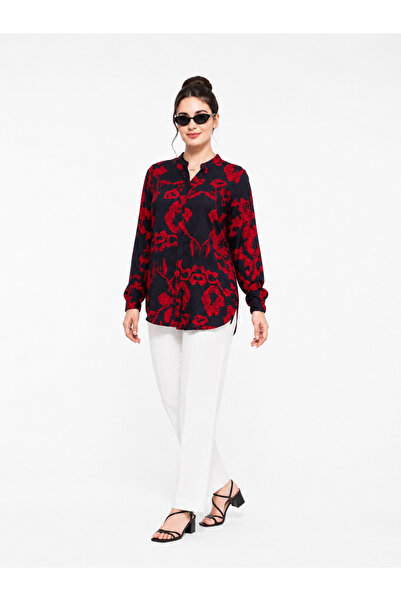 ELSEBUTİKTR Women's Comfortable Cut Cotton Viscose Tunic Shirt
