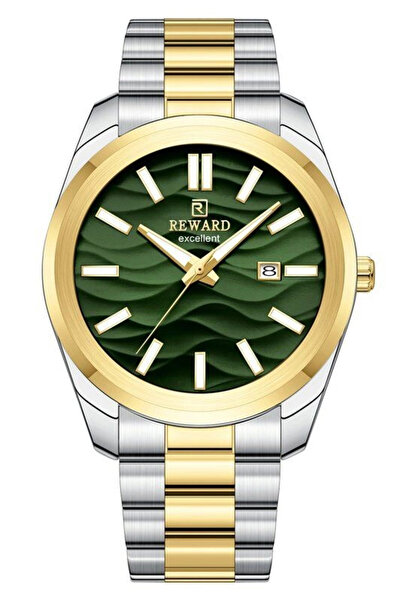Reward Excellent Rwa148238 Men's Silver Gold Steel Cord Green Dial Wristwatch